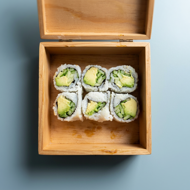 Avocado and Cucumber Roll.